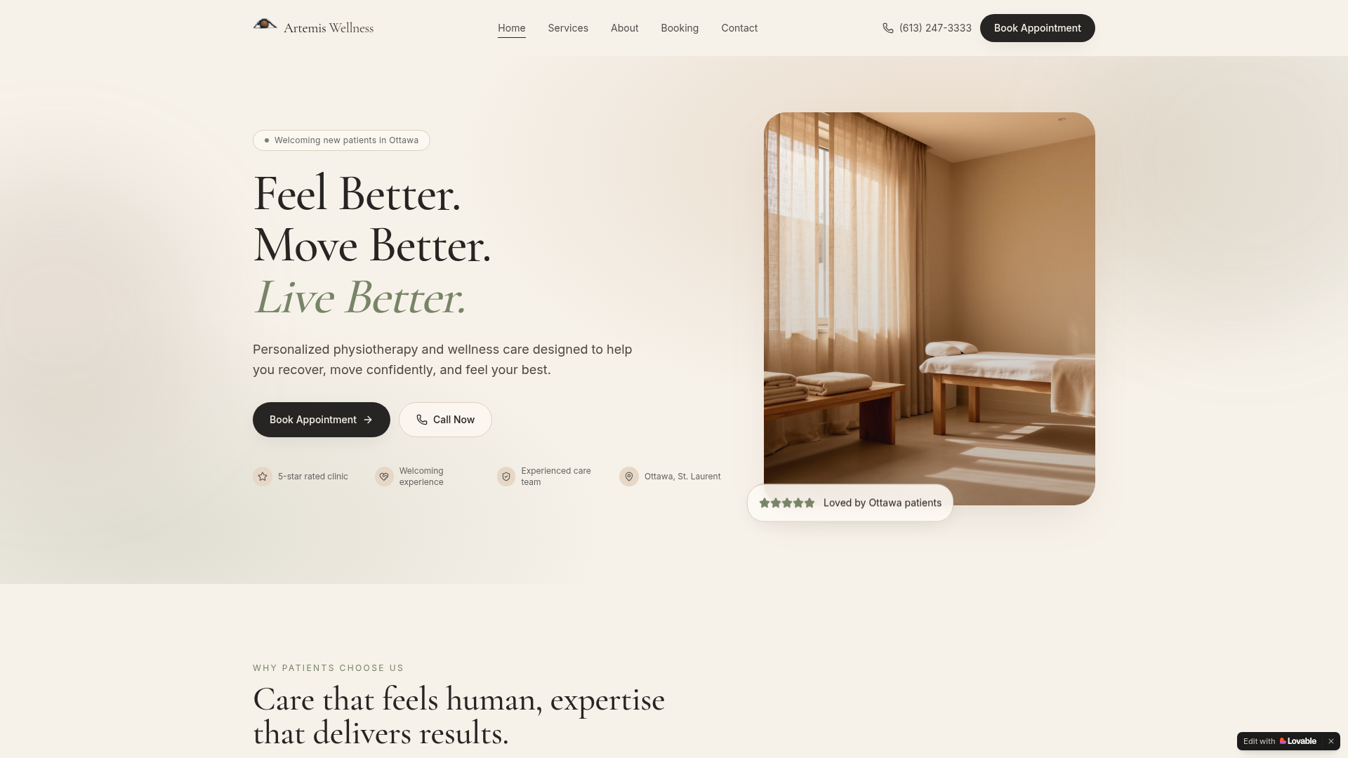 Wellness clinic website, after